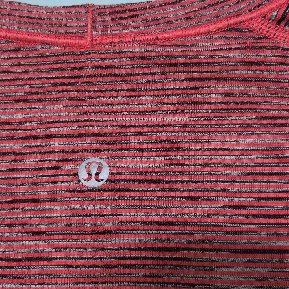 This is a Lululemon Swiftly Tech Long Sleeve Crew shirt in a red ombre colorway. - Picture 2 of 8